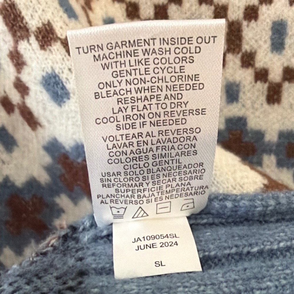 Joseph A Men Medium Fair Isle Mock Neck Geometric Sweater Blue Brown White - Picture 4 of 8